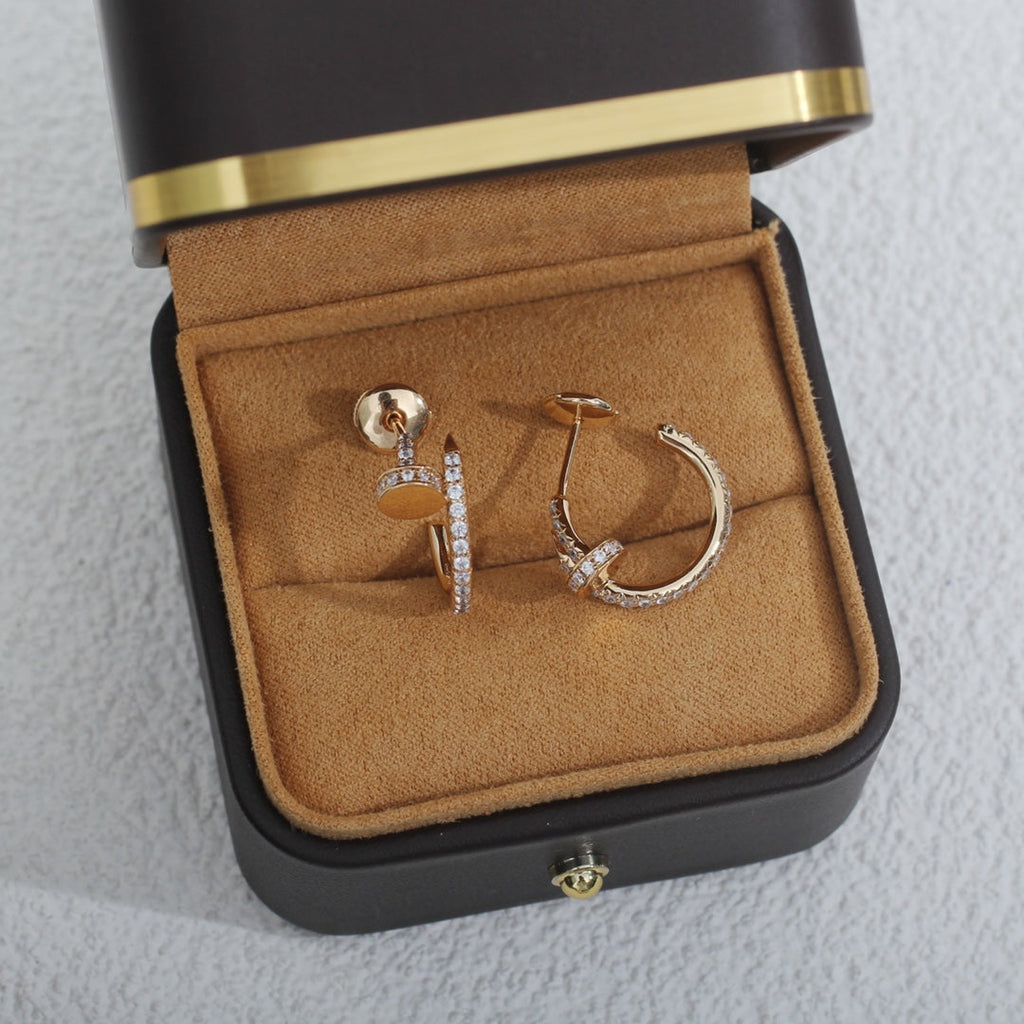 CARTIER JUSTE EARRINGS 12.75MM PINK GOLD DIAMOND