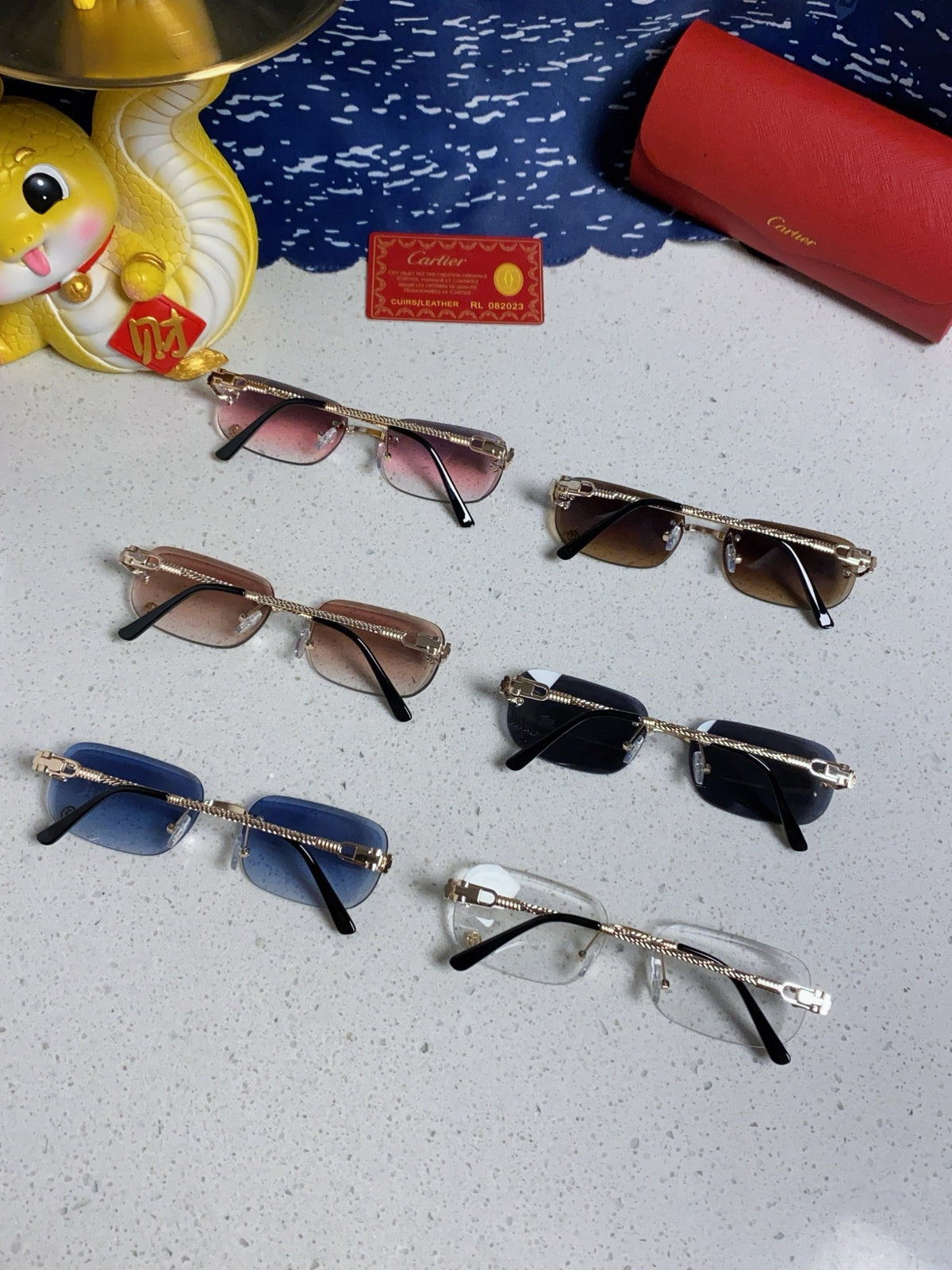 CARTIER SIGNATURE C DE RECTANGULAR FRAME SUNGLASSES 533233 IN METAL